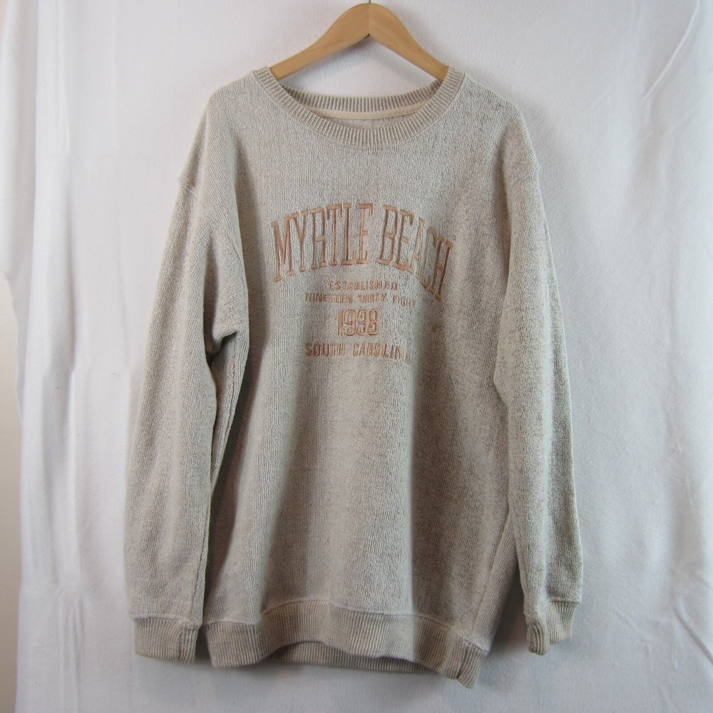 tsunami sweatshirt myrtle beach XL tan embrodered
